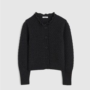 Madewell Scalloped Merino Wool-Blend Cardigan - Charcoal XS